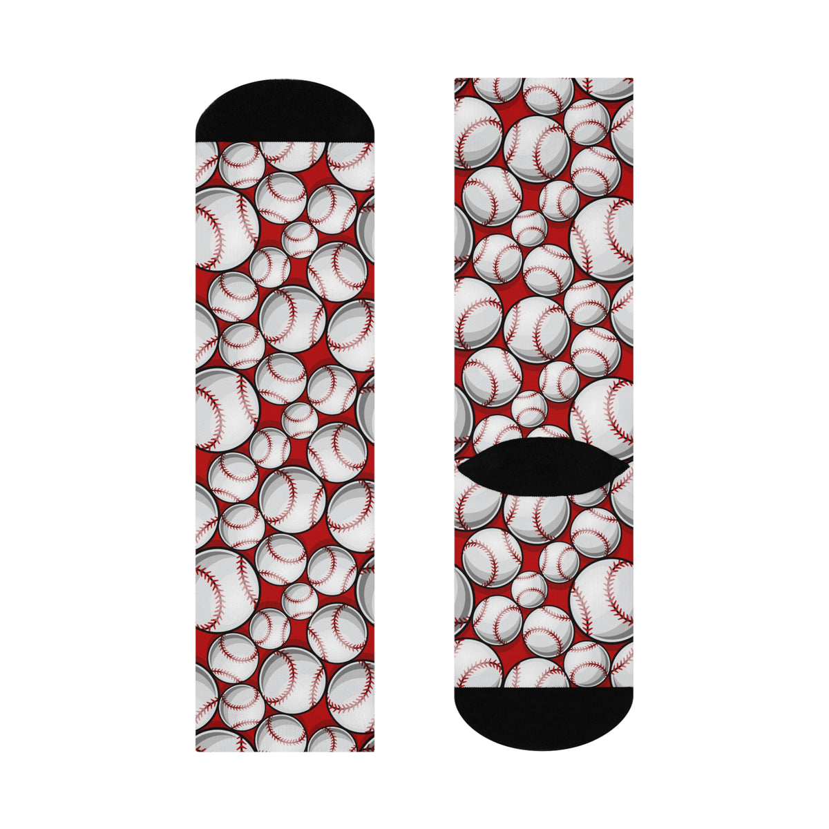 Red Baseball Novelty Socks with Cushioned Crew Socks
