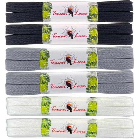 Black, Gray, & White Shoe Laces | Replacement Laces for Sneakers & Casual Shoes